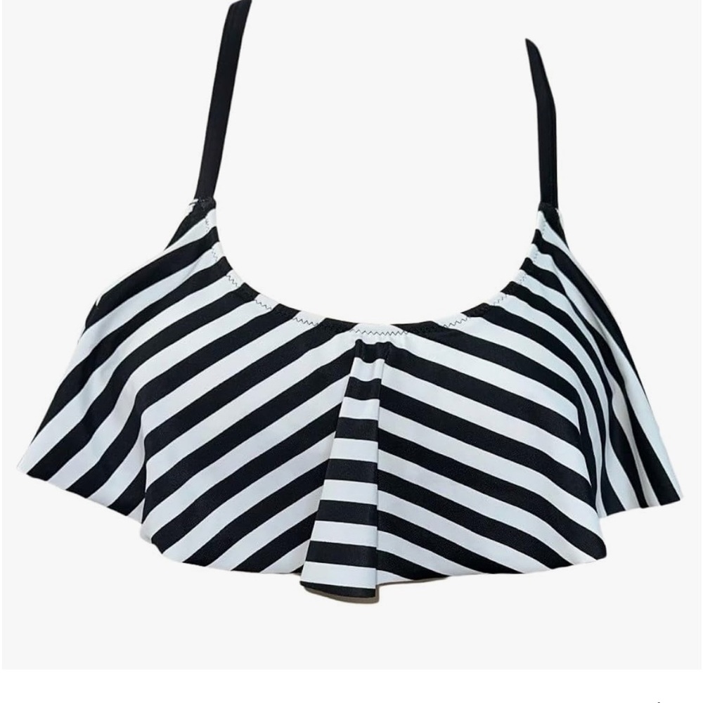 VICTORIA SECRET PINK SWIM WEAR STRAPPY BACK FLOUNCE BIKINI TOP